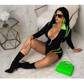 Combinaison de sport slim en maille à coutures fluorescentes